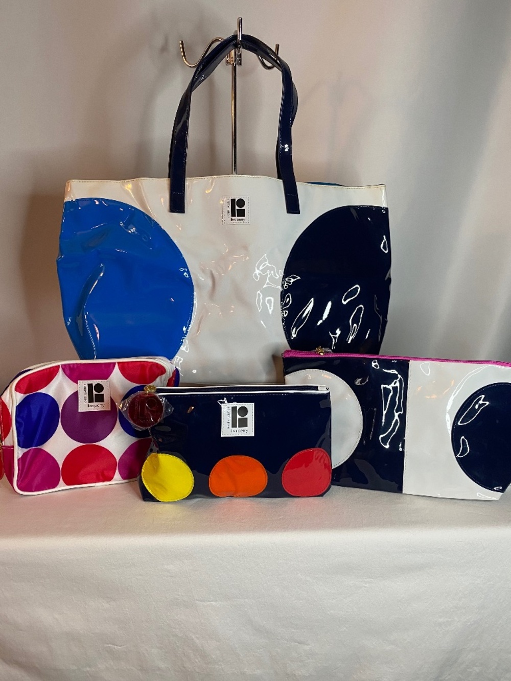 Lot of 5 Tote and cosmetic bags, New